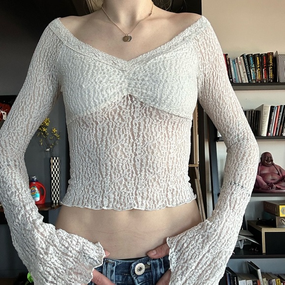 Urban Outfitters Tops - Urban outfitters Elegant White Textured Women's Top